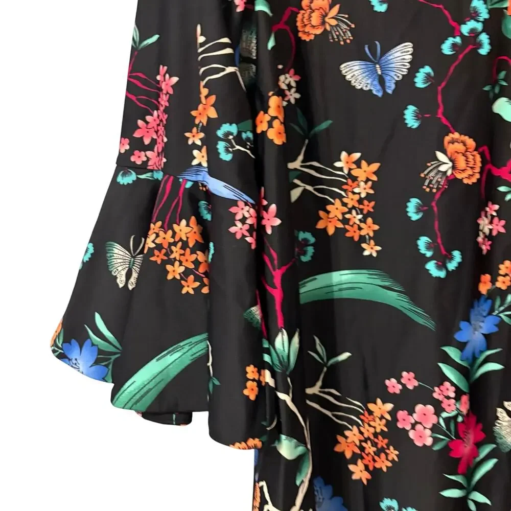 Jude Connally Black Floral Menagerie V Neck Mini Dress XL NEW - Picture 4 of 8